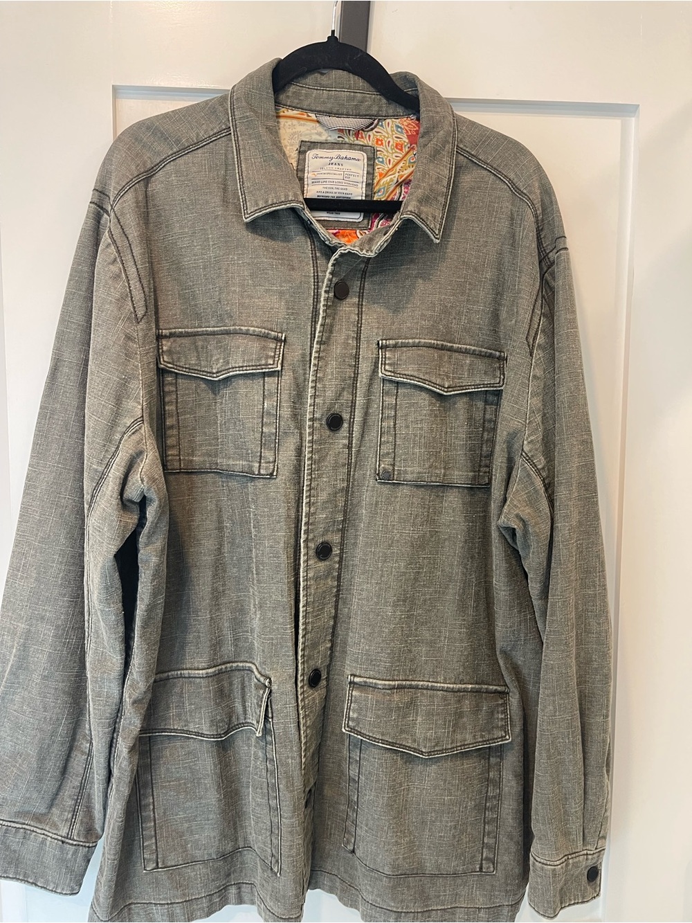 Tommy Bahama Washed Gray Field Jacket Sz XL $278